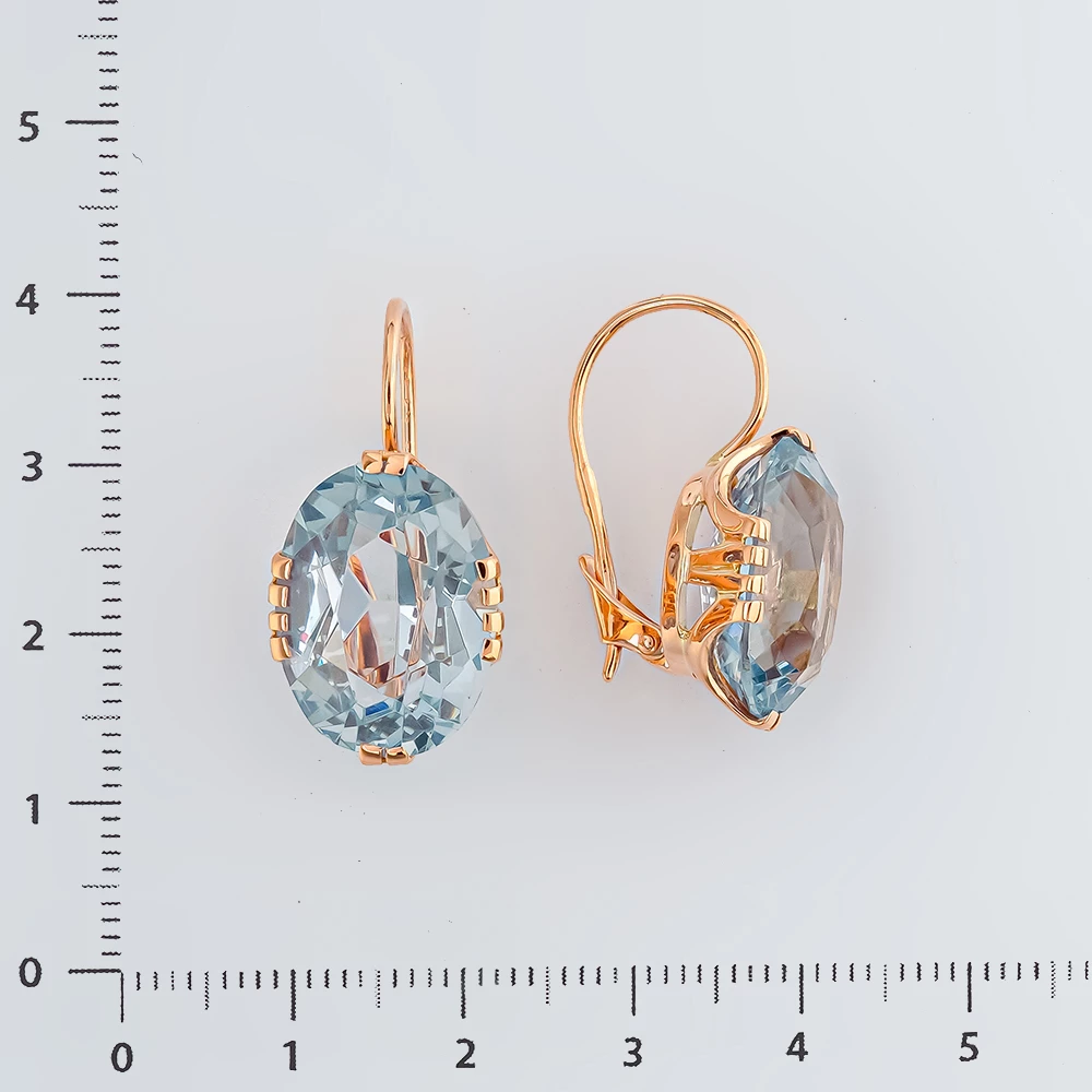 Серьги с топазом из красного золота 583 пробы