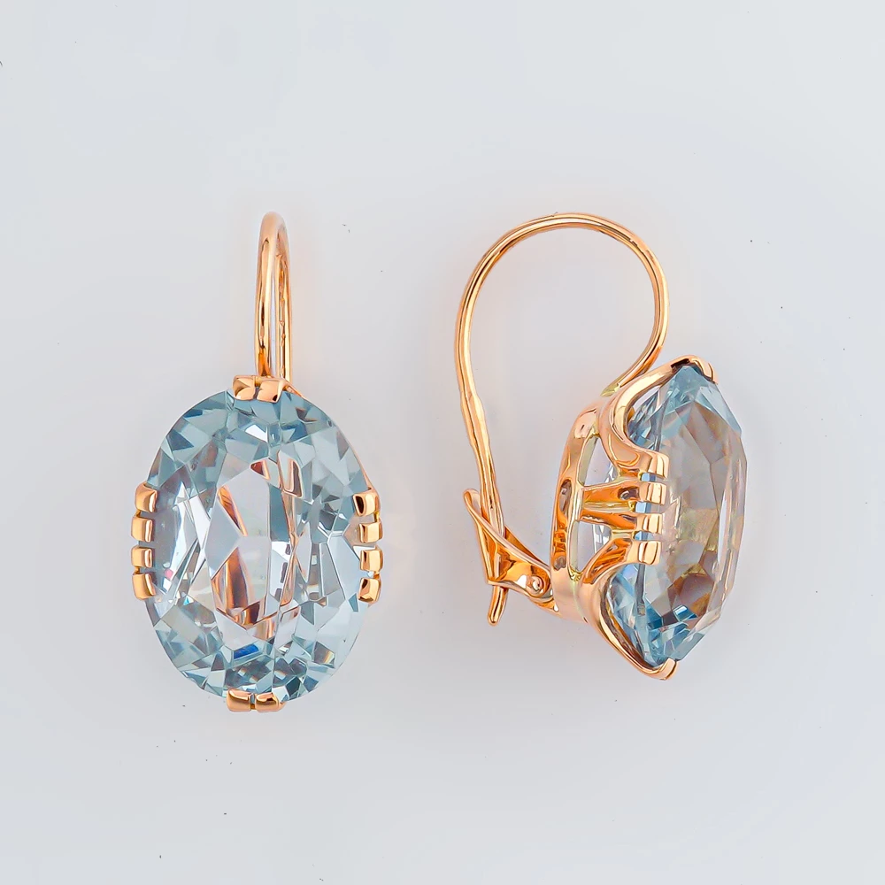 Серьги с топазом из красного золота 583 пробы