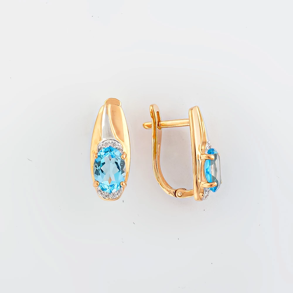 Серьги с топазом из красного золота 375 пробы