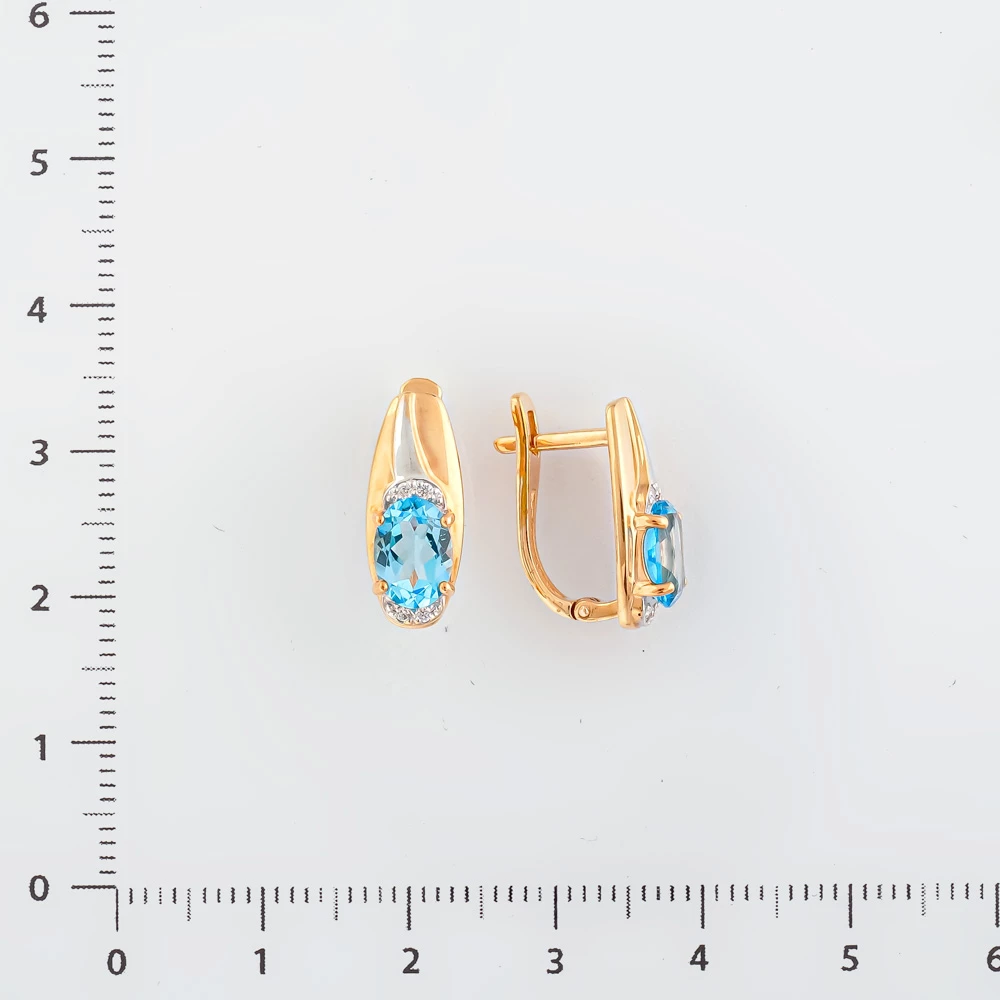 Серьги с топазом из красного золота 375 пробы
