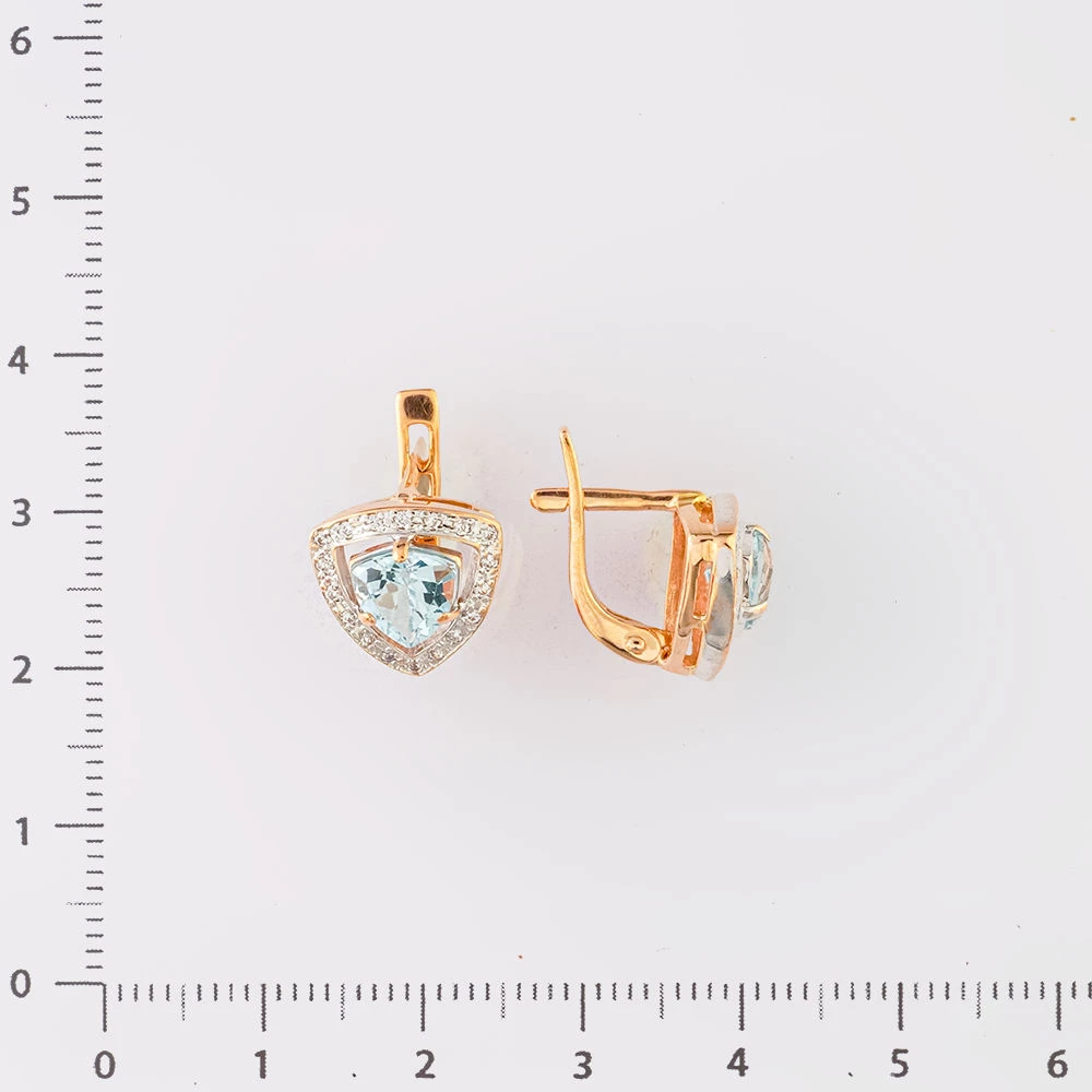 Серьги с топазом из красного золота 585 пробы