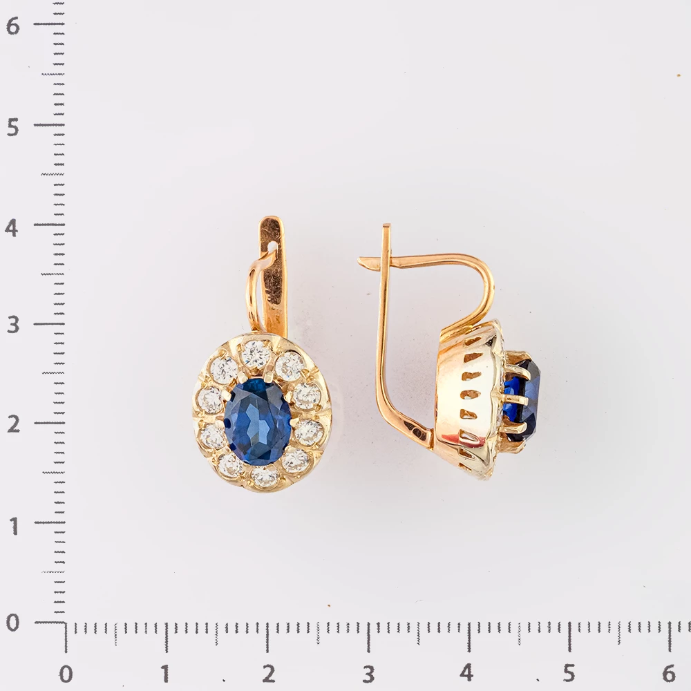Серьги с фианитом из красного золота 583 пробы