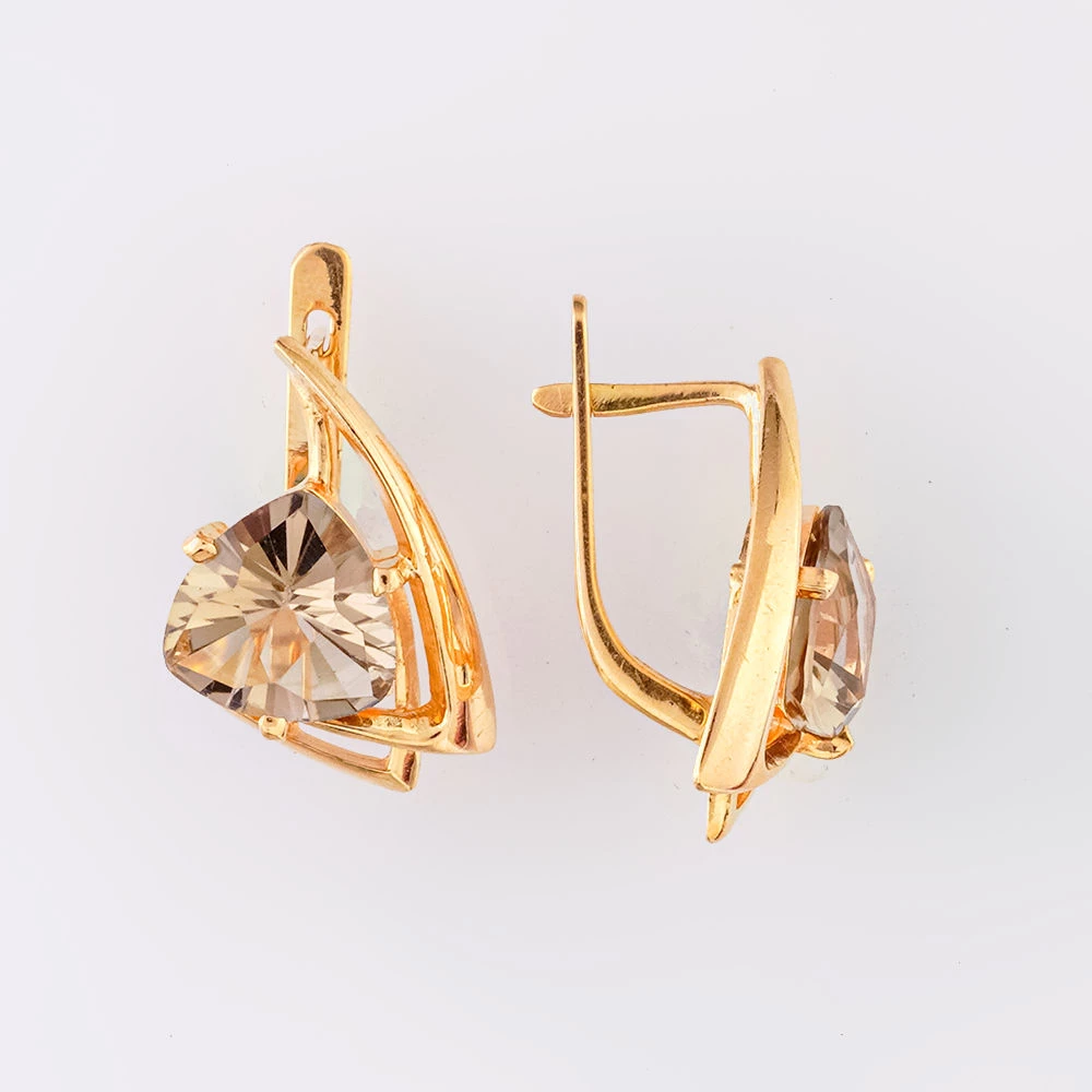 Серьги с раух-топазом из красного золота 585 пробы