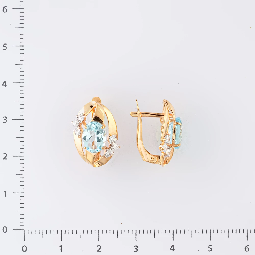 Серьги с топазом из красного золота 585 пробы