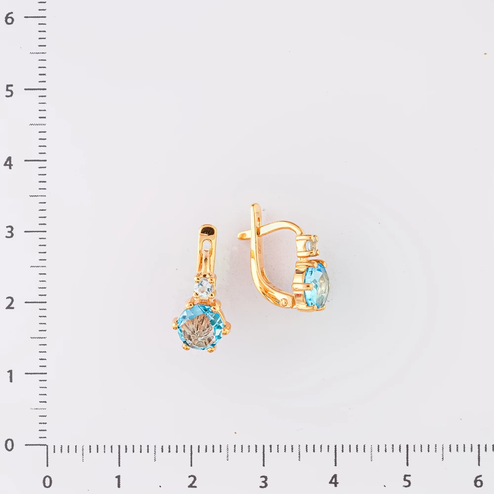Серьги с топазом из красного золота 585 пробы