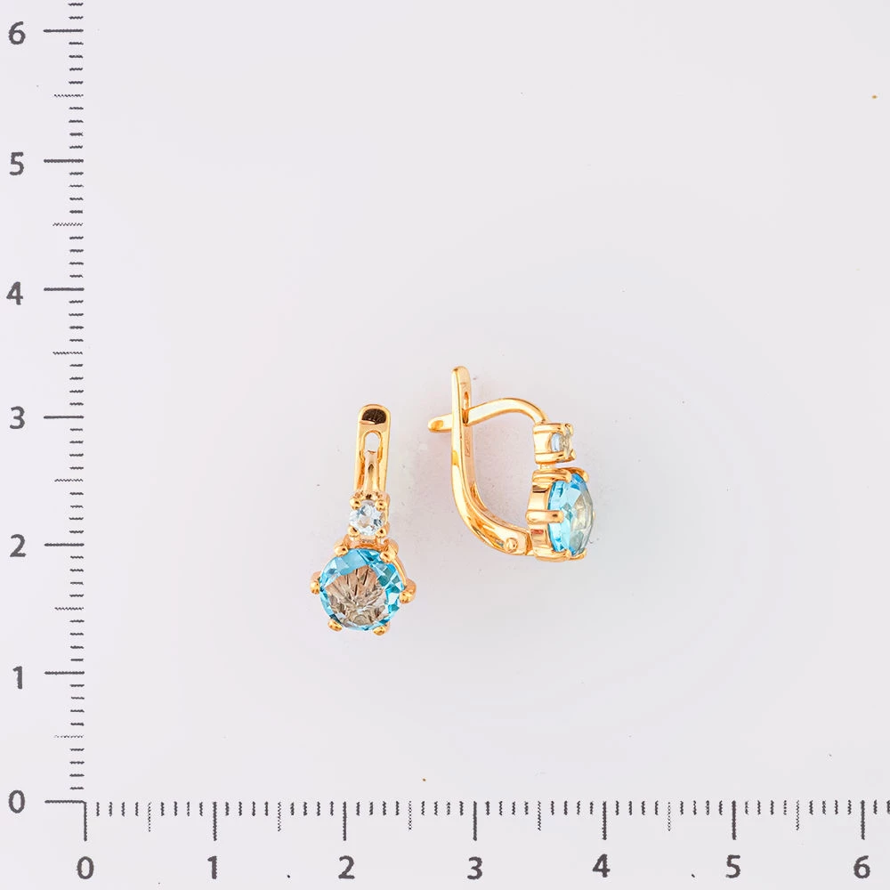 Серьги с топазом из красного золота 585 пробы