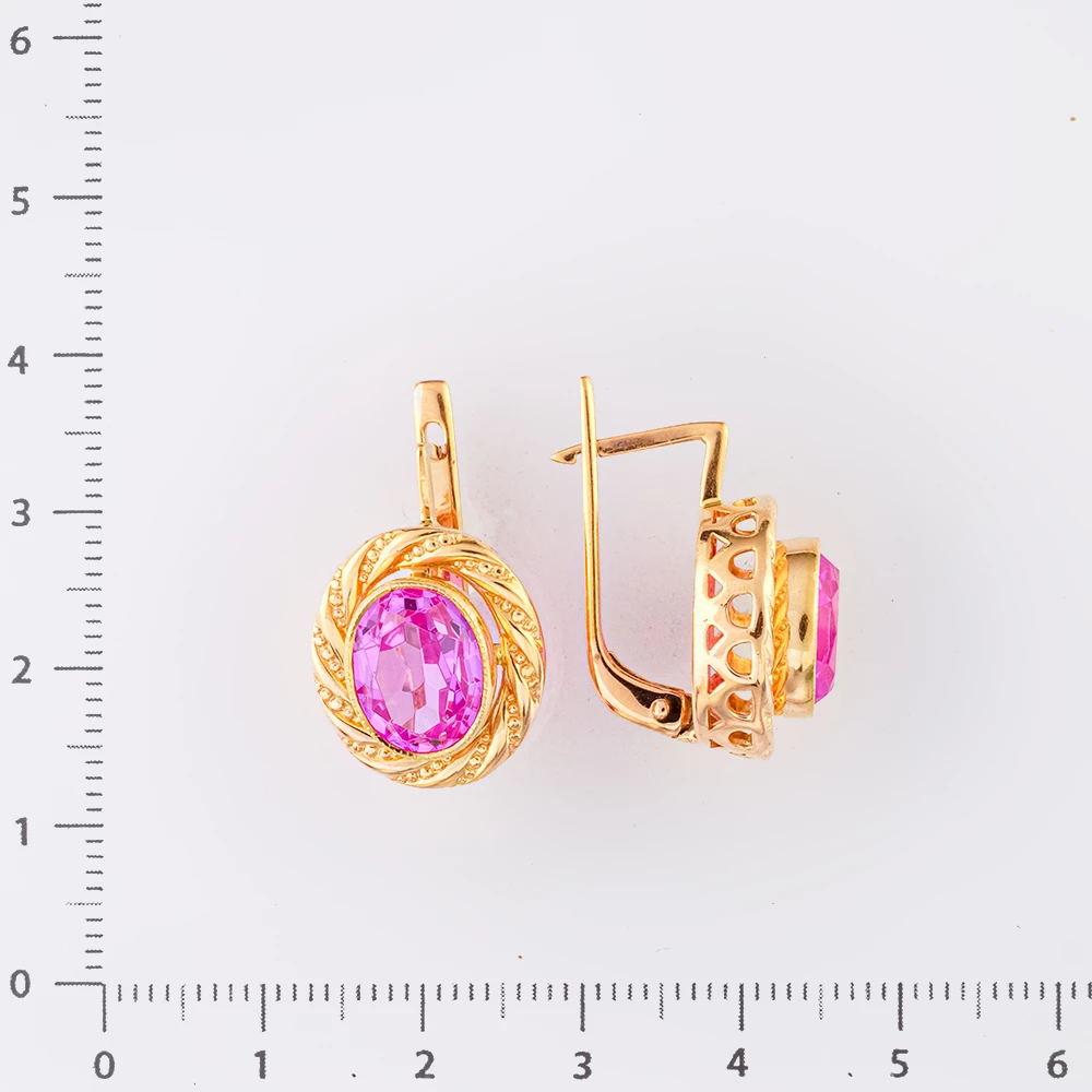 Серьги с фианитом из красного золота 583 пробы