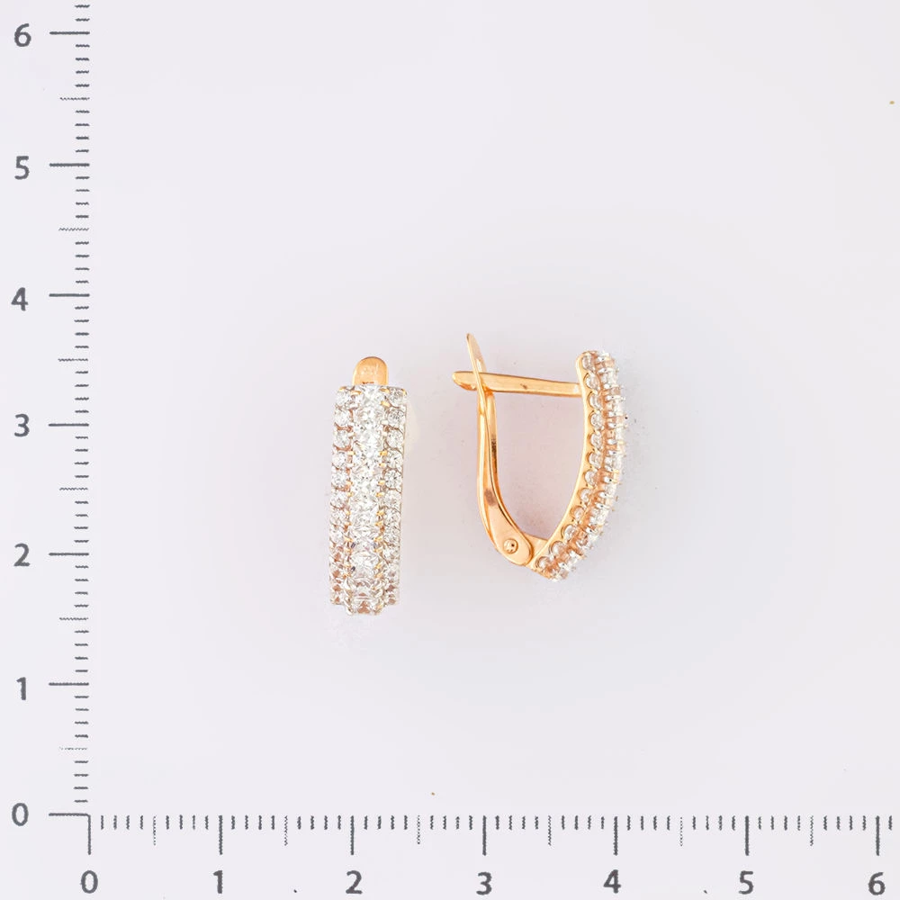 Серьги с фианитом из красного золота 585 пробы