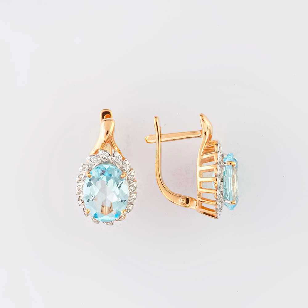 Серьги с топазом из красного золота 585 пробы