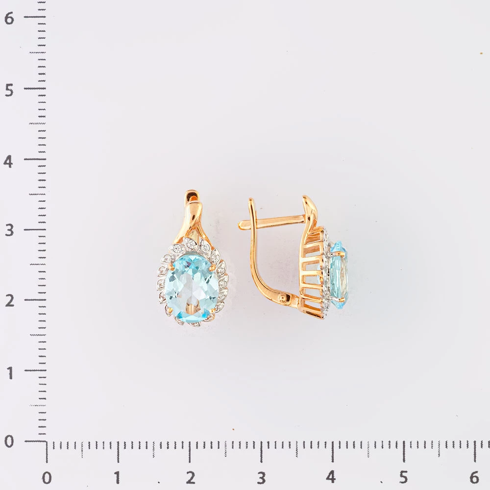 Серьги с топазом из красного золота 585 пробы