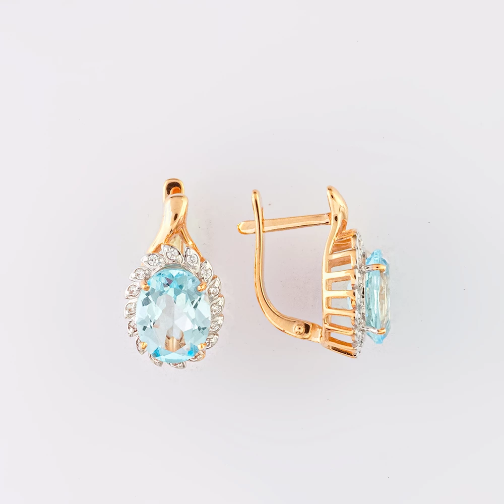 Серьги с топазом из красного золота 585 пробы