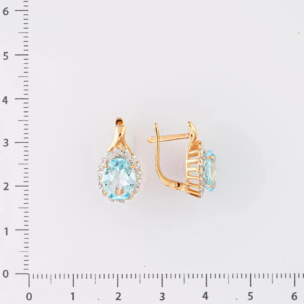 Серьги с топазом из красного золота 585 пробы