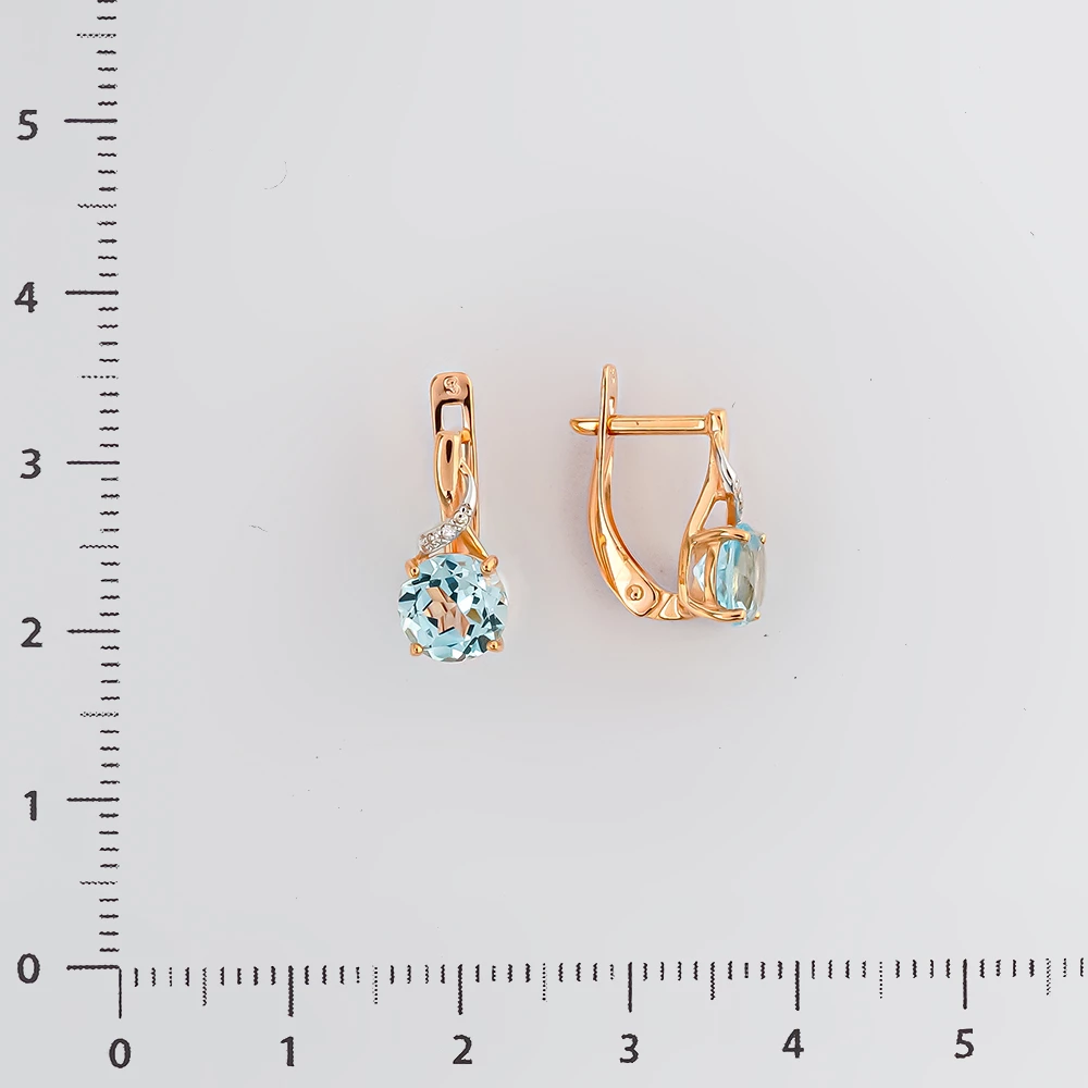 Серьги с топазом из красного золота 585 пробы