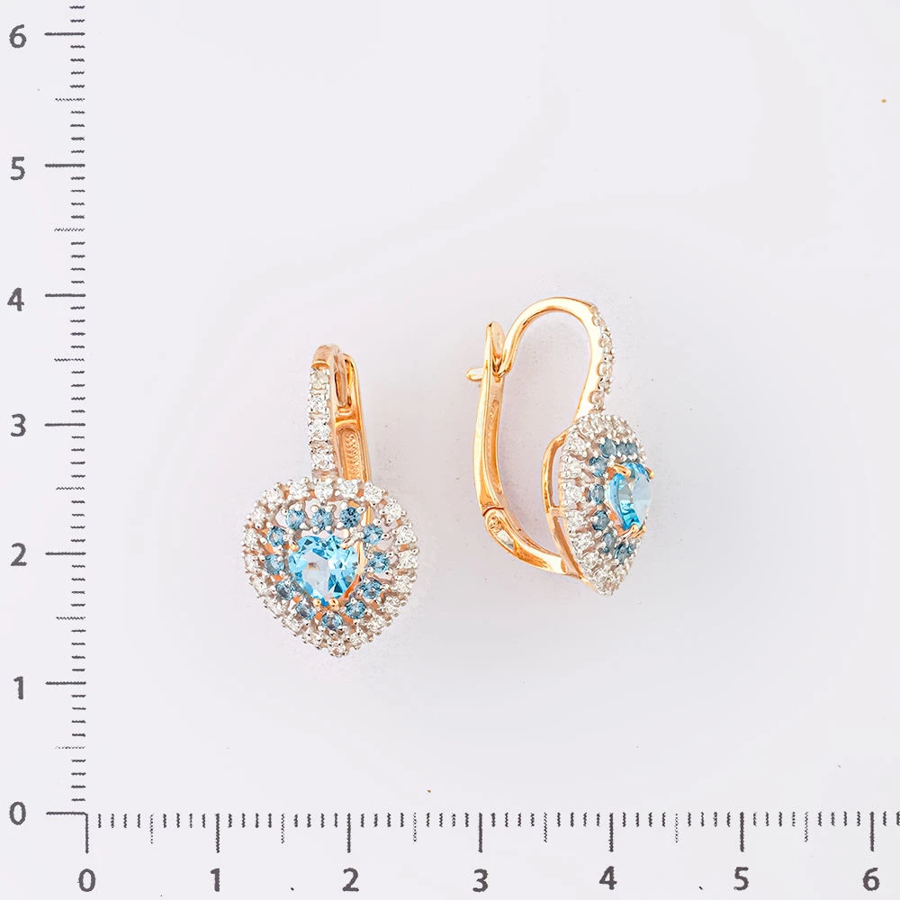 Серьги с топазом из красного золота 585 пробы
