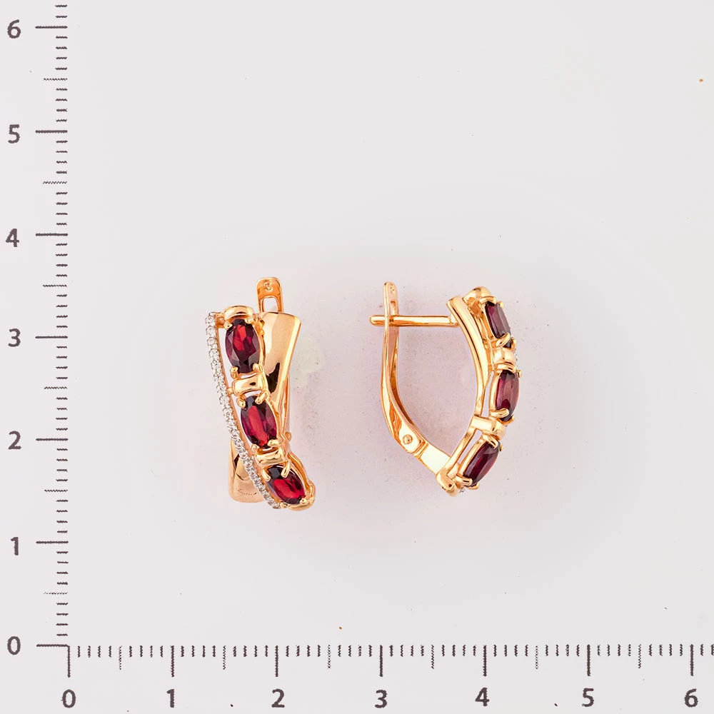 Серьги с гранатом из красного золота 585 пробы