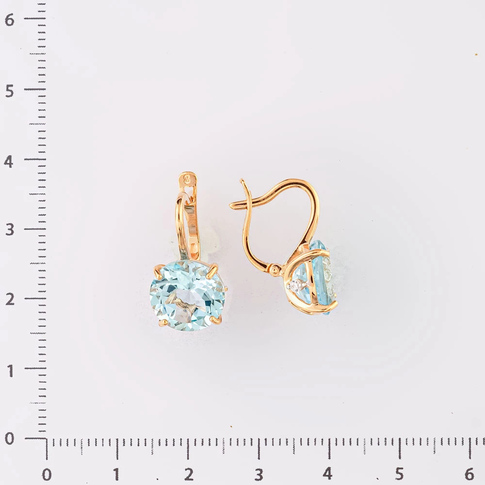 Серьги с топазом из красного золота 585 пробы