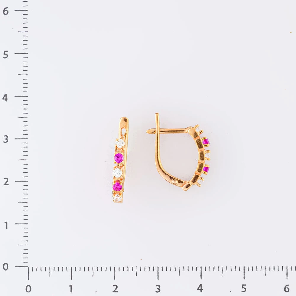 Серьги с фианитом из красного золота 585 пробы