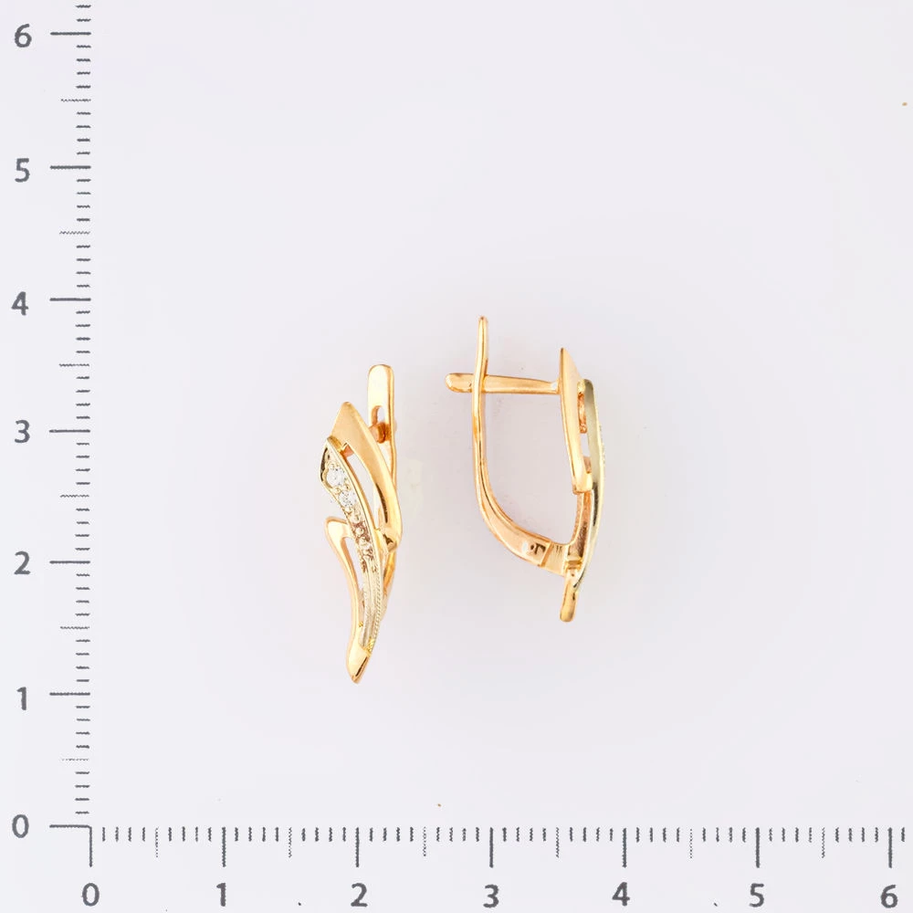 Серьги с фианитом из красного золота 585 пробы