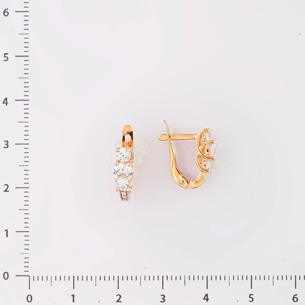 Серьги с фианитом из красного золота 585 пробы