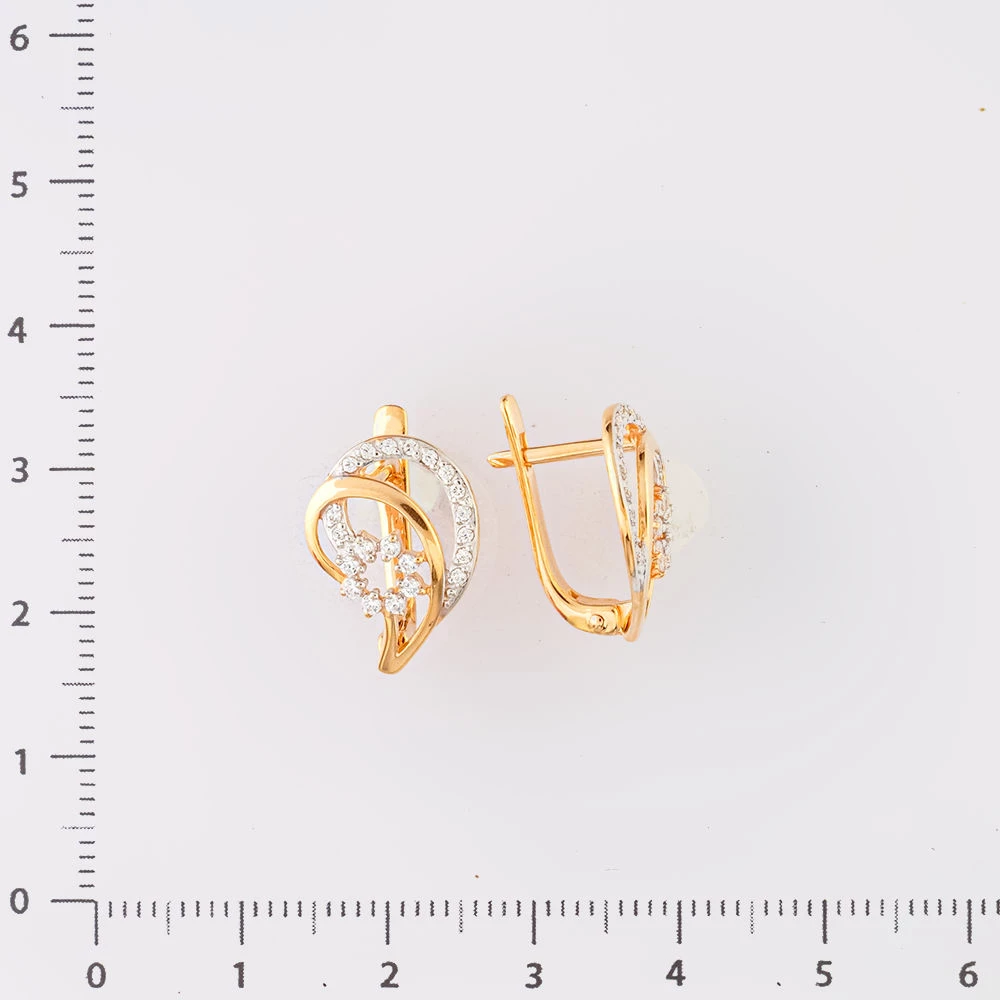 Серьги с фианитом из красного золота 585 пробы