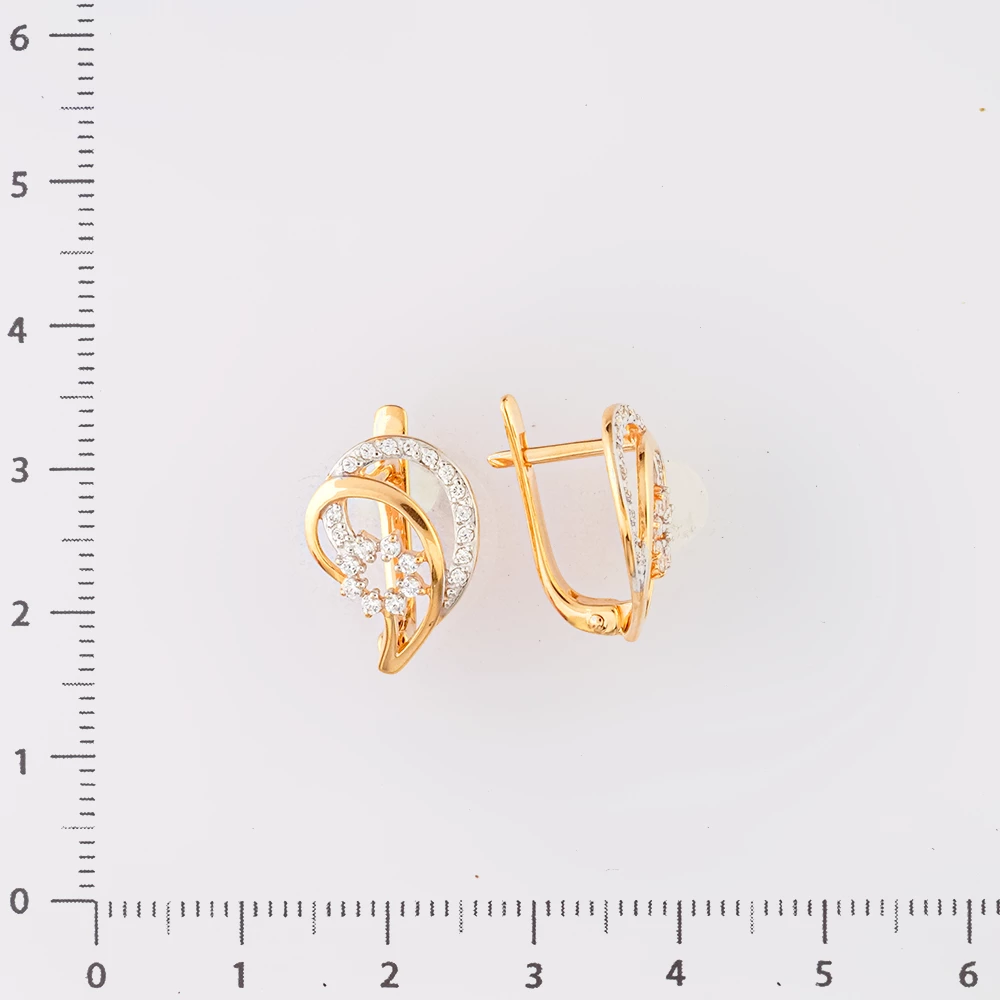 Серьги с фианитом из красного золота 585 пробы