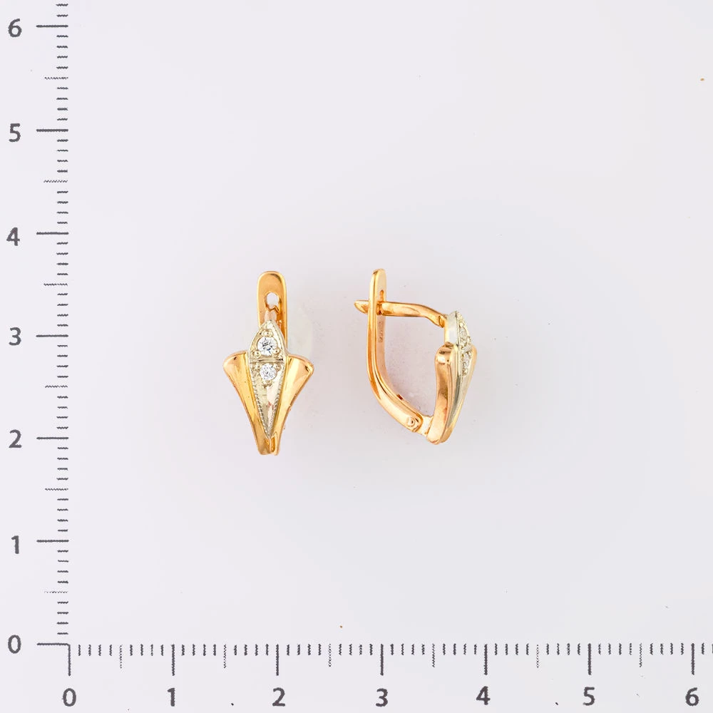 Серьги с фианитом из красного золота 585 пробы