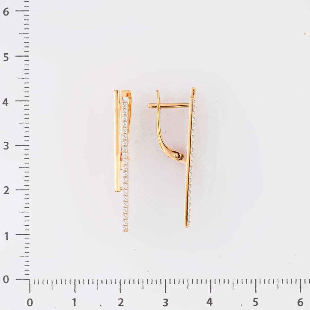 Серьги с фианитом из красного золота 585 пробы