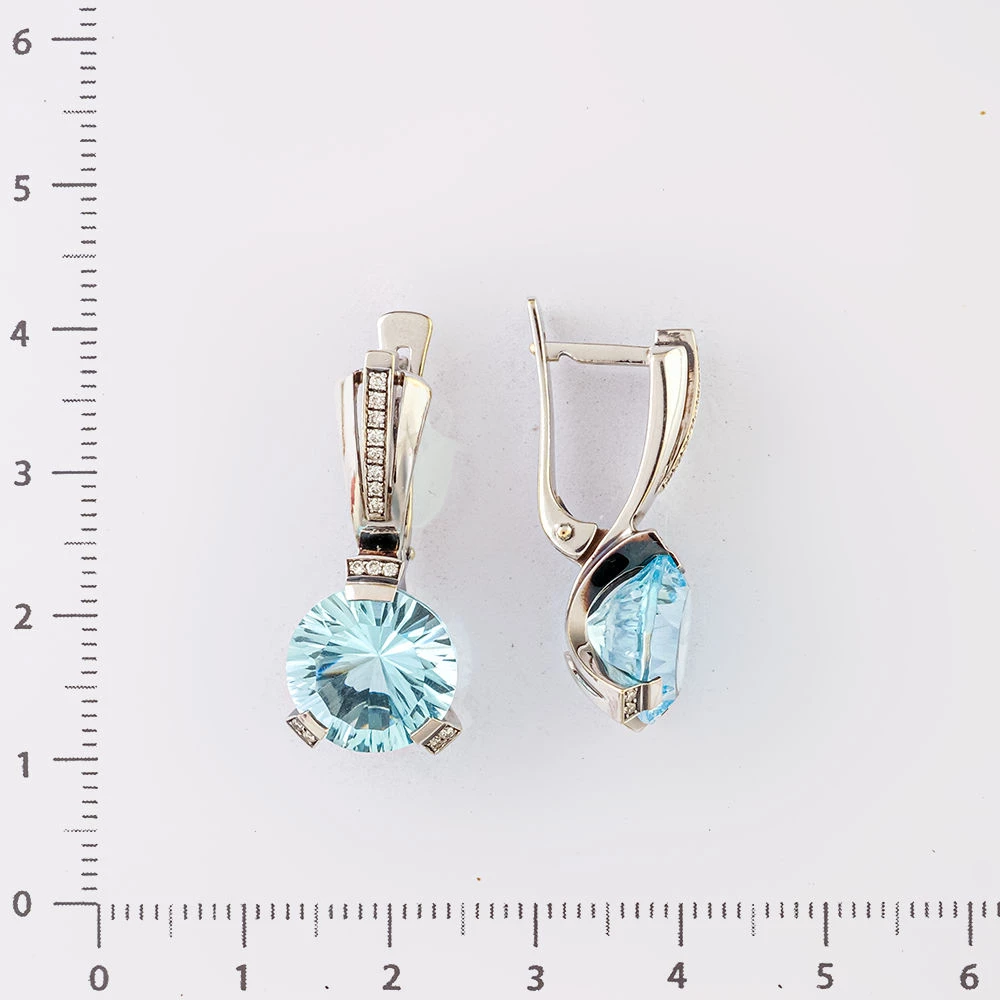 Серьги с топазом из белого золота 585 пробы