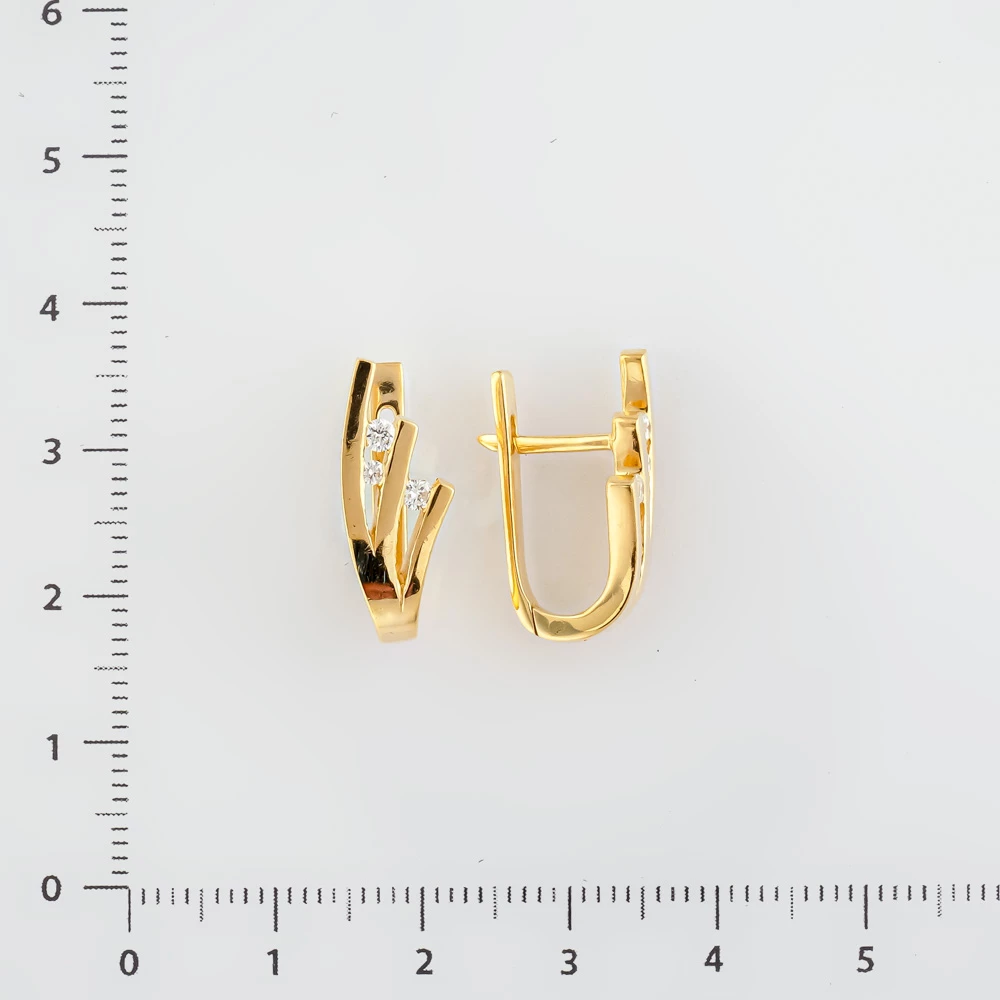 Серьги с бриллиантом из желтого золота 585 пробы