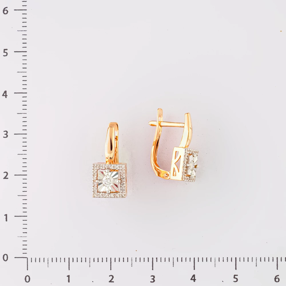 Серьги с бриллиантом из красного золота 585 пробы