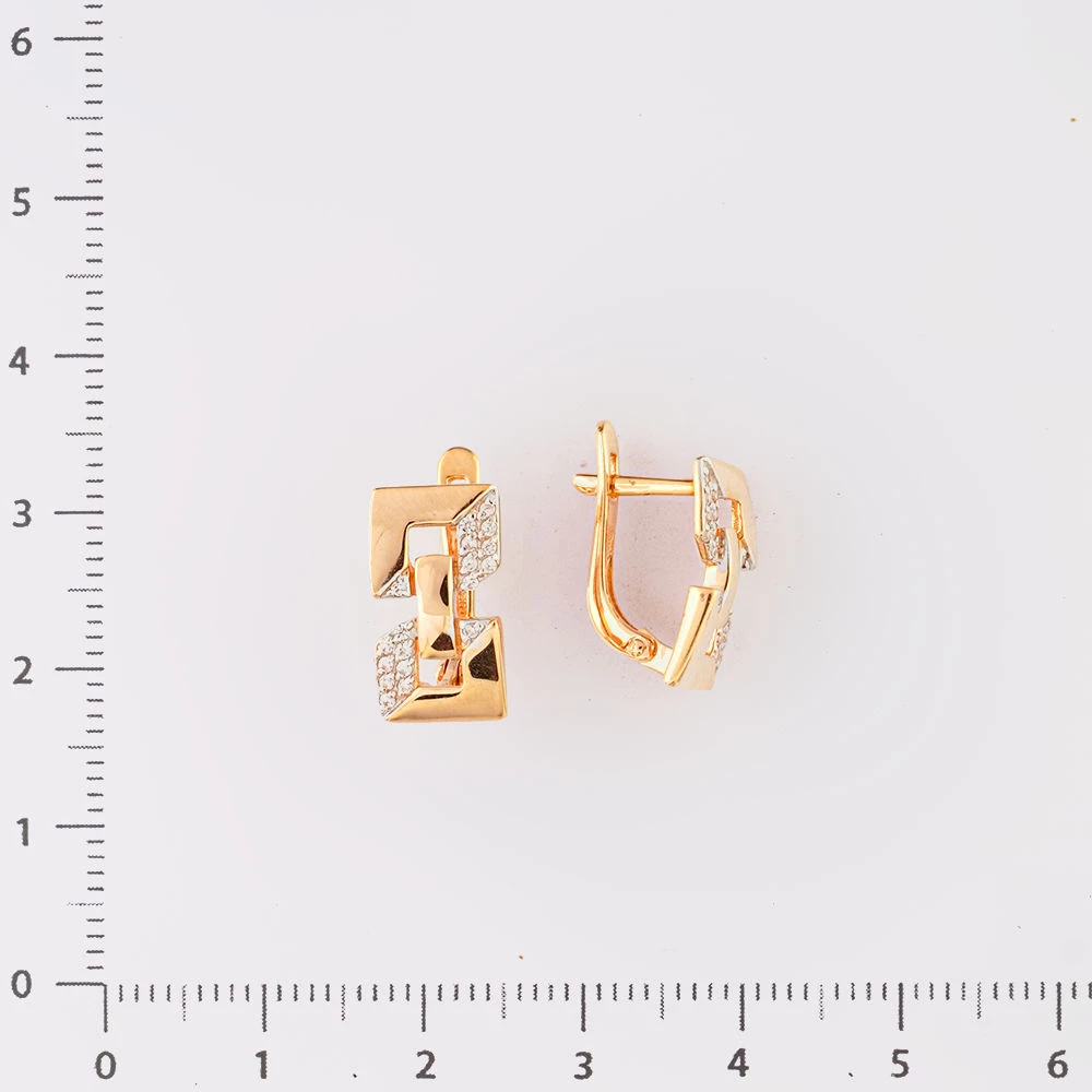 Серьги с фианитом из красного золота 585 пробы