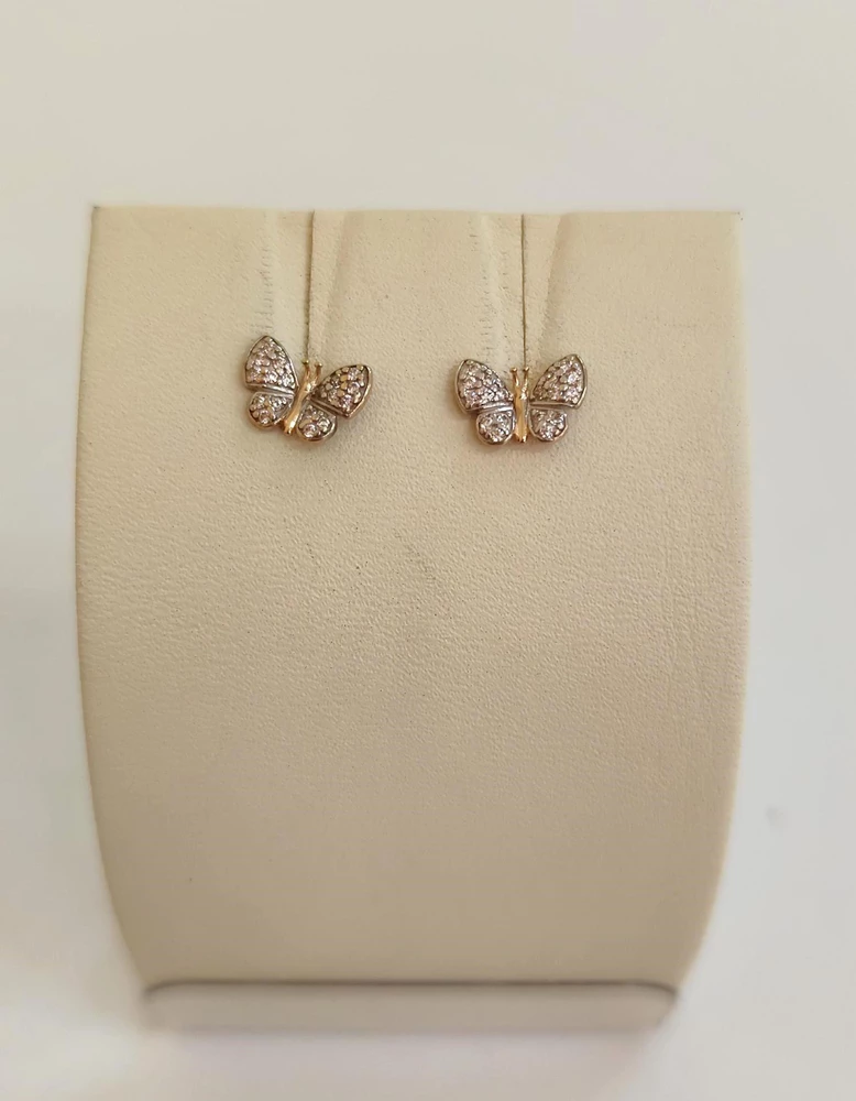 Серьги с фианитом из красного золота 585 пробы