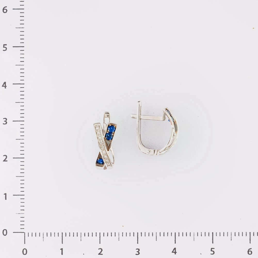 Серьги с сапфиром из белого золота 585 пробы
