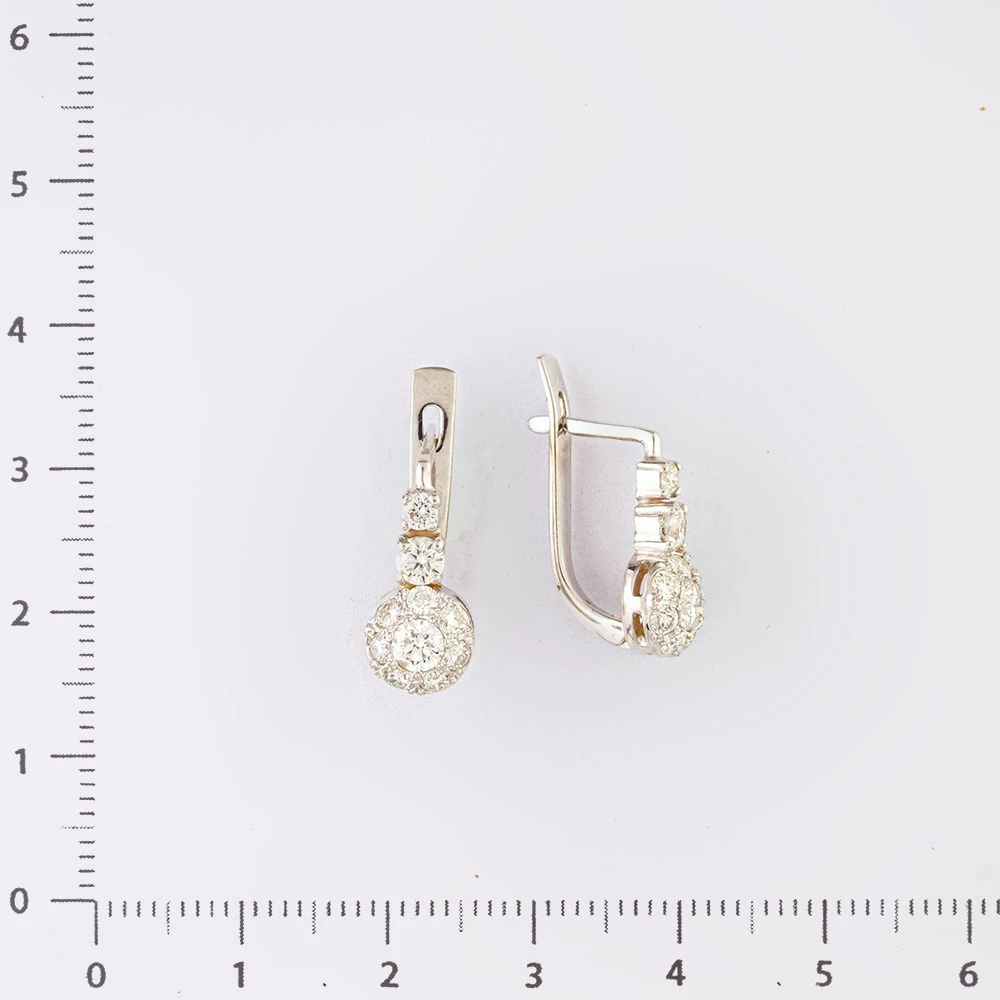 Серьги с бриллиантом из белого золота 585 пробы