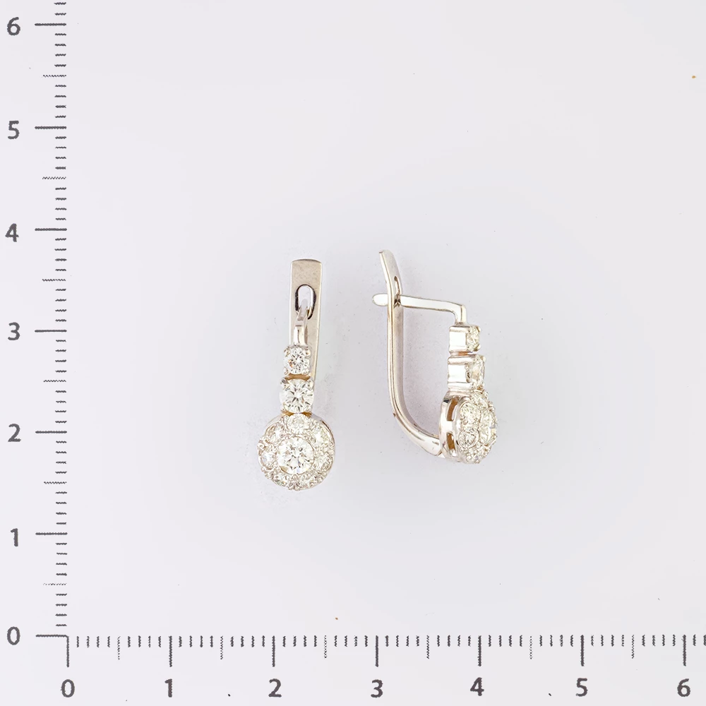 Серьги с бриллиантом из белого золота 585 пробы