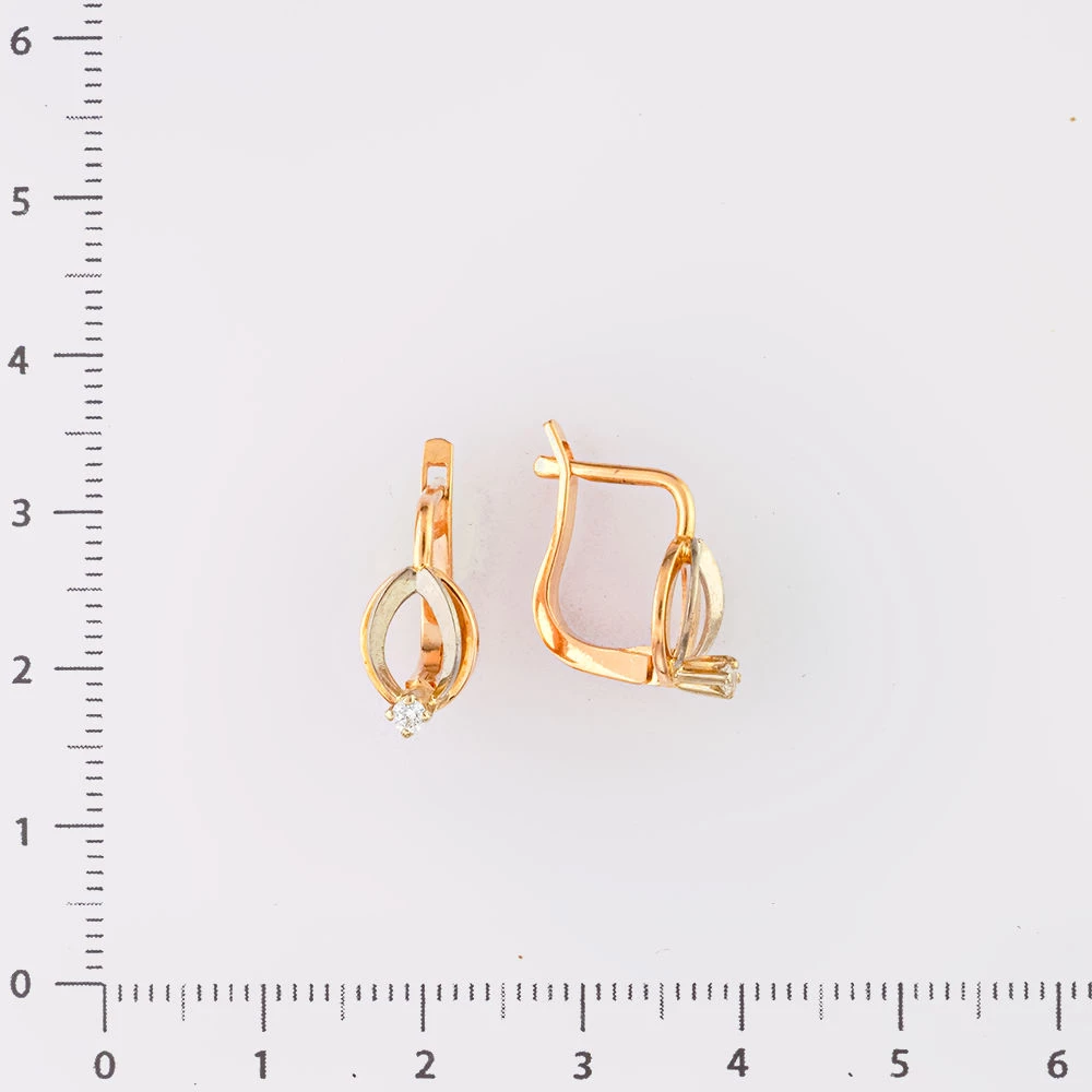 Серьги с фианитом из красного золота 585 пробы