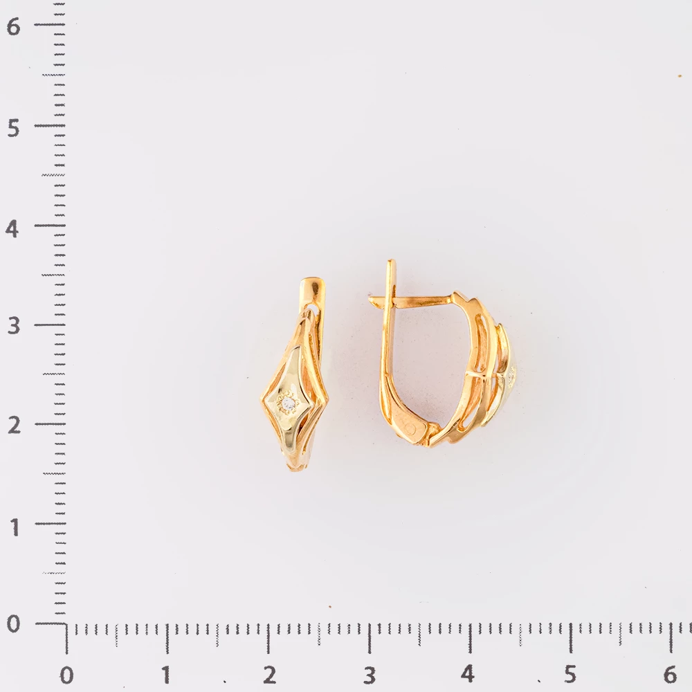 Серьги с фианитом из красного золота 585 пробы