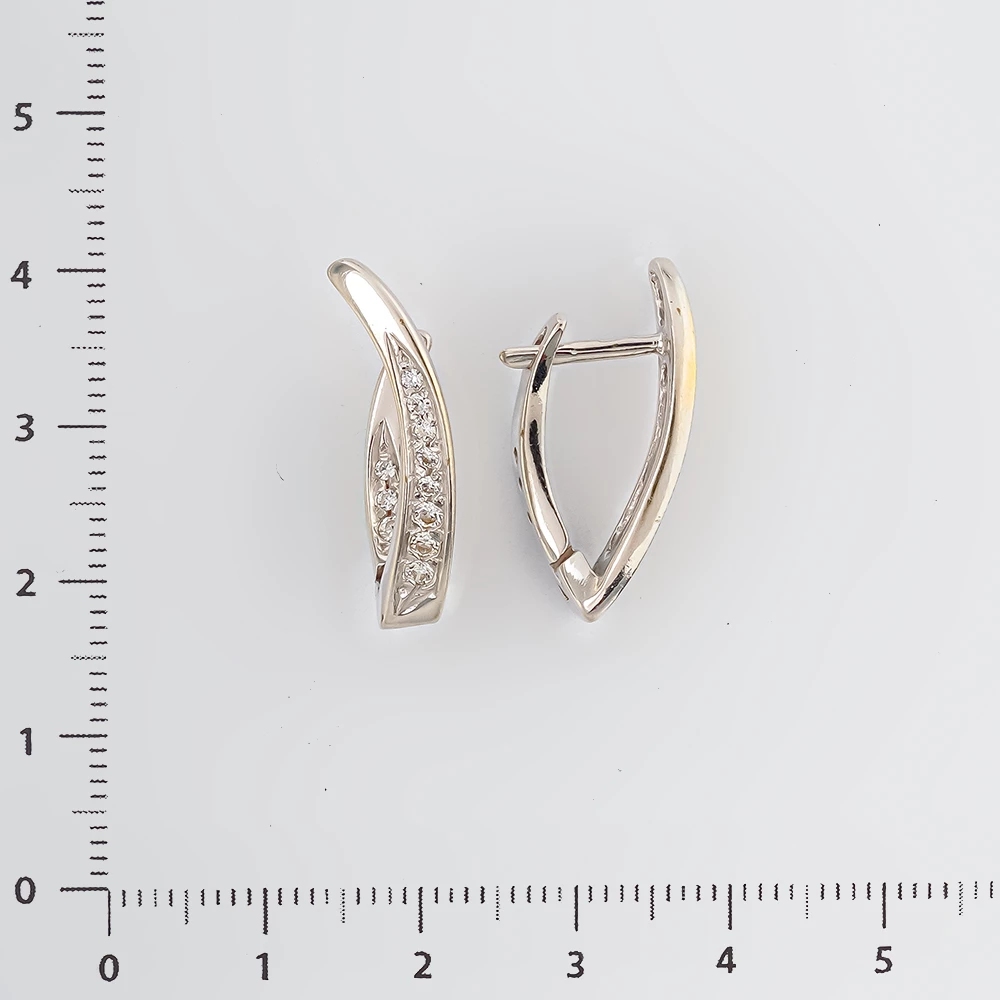 Серьги с фианитом из белого золота 585 пробы