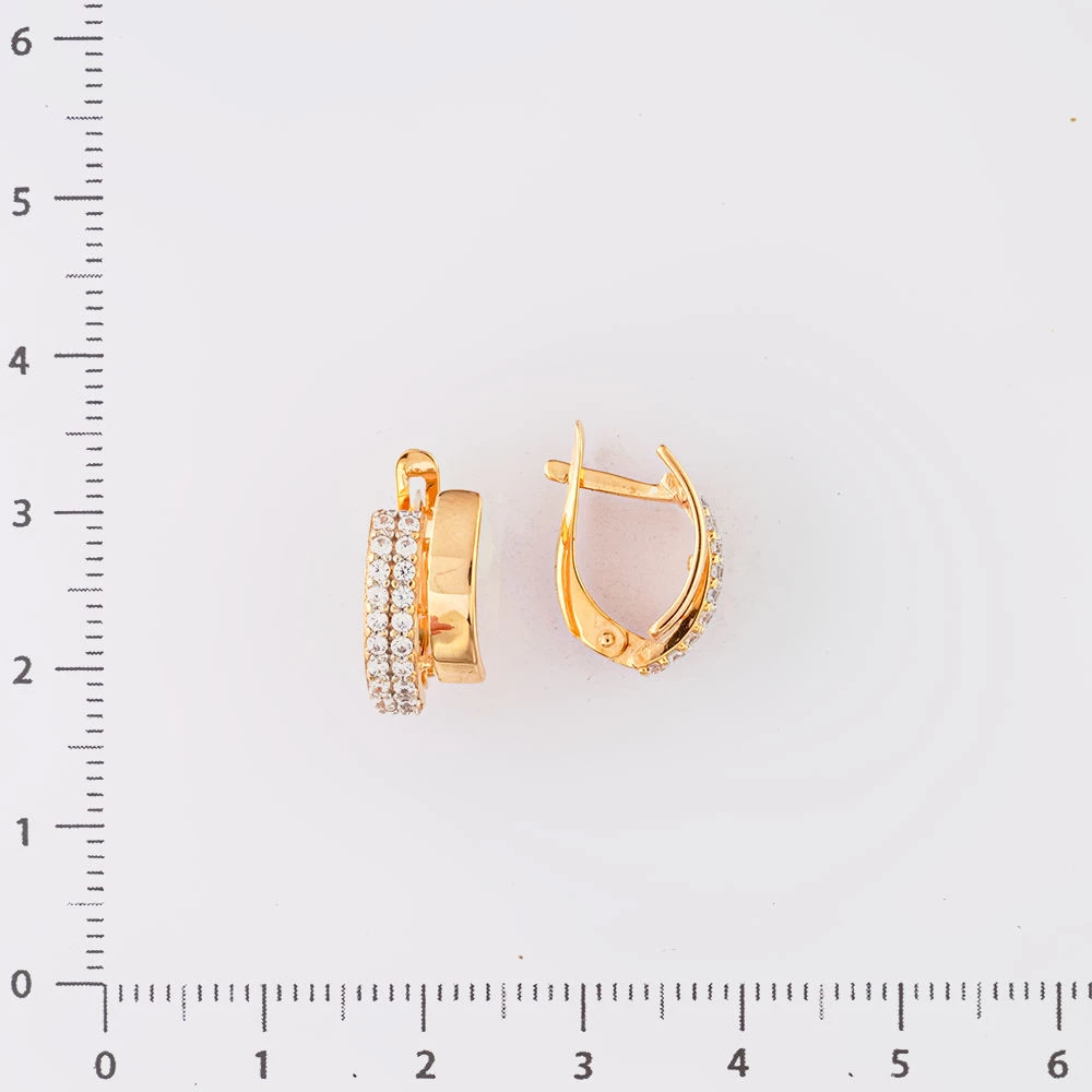 Серьги с фианитом из красного золота 585 пробы
