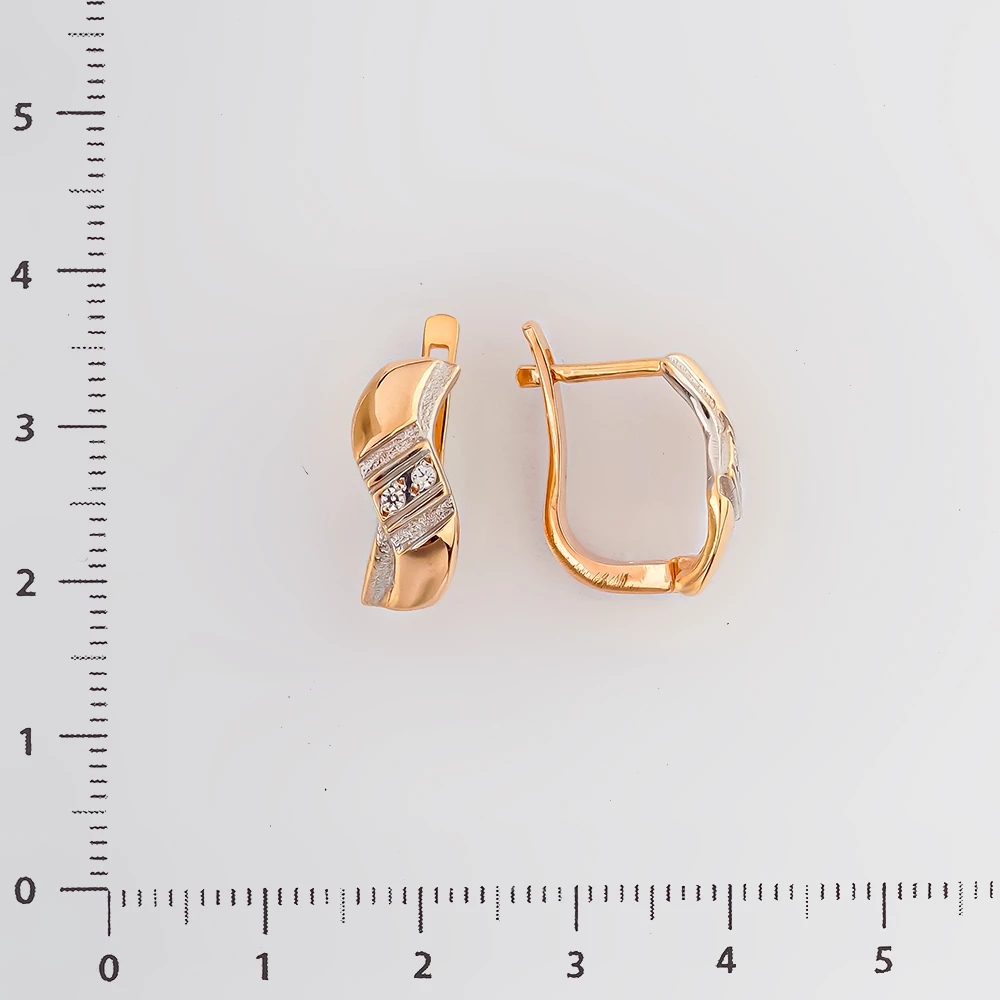 Серьги с фианитом из красного золота 585 пробы