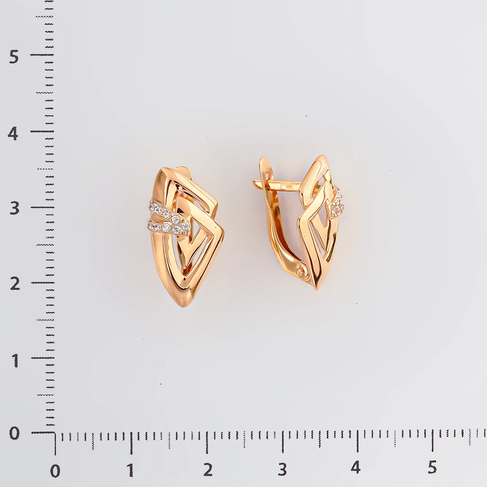 Серьги с фианитом из красного золота 585 пробы