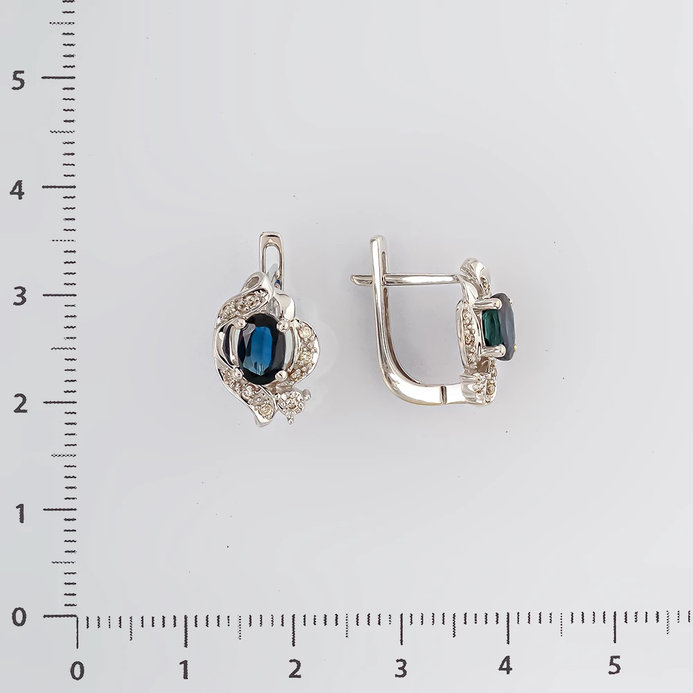 Серьги с сапфиром из белого золота 585 пробы