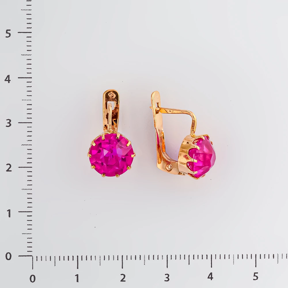Серьги с фианитом из красного золота 583 пробы