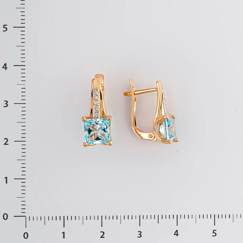 Серьги с топазом из красного золота 585 пробы