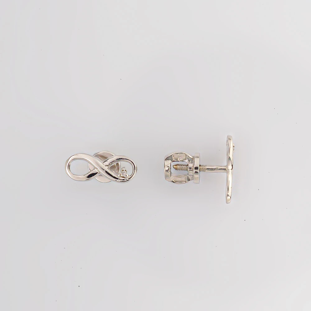 Серьги с бриллиантом из белого золота 585 пробы