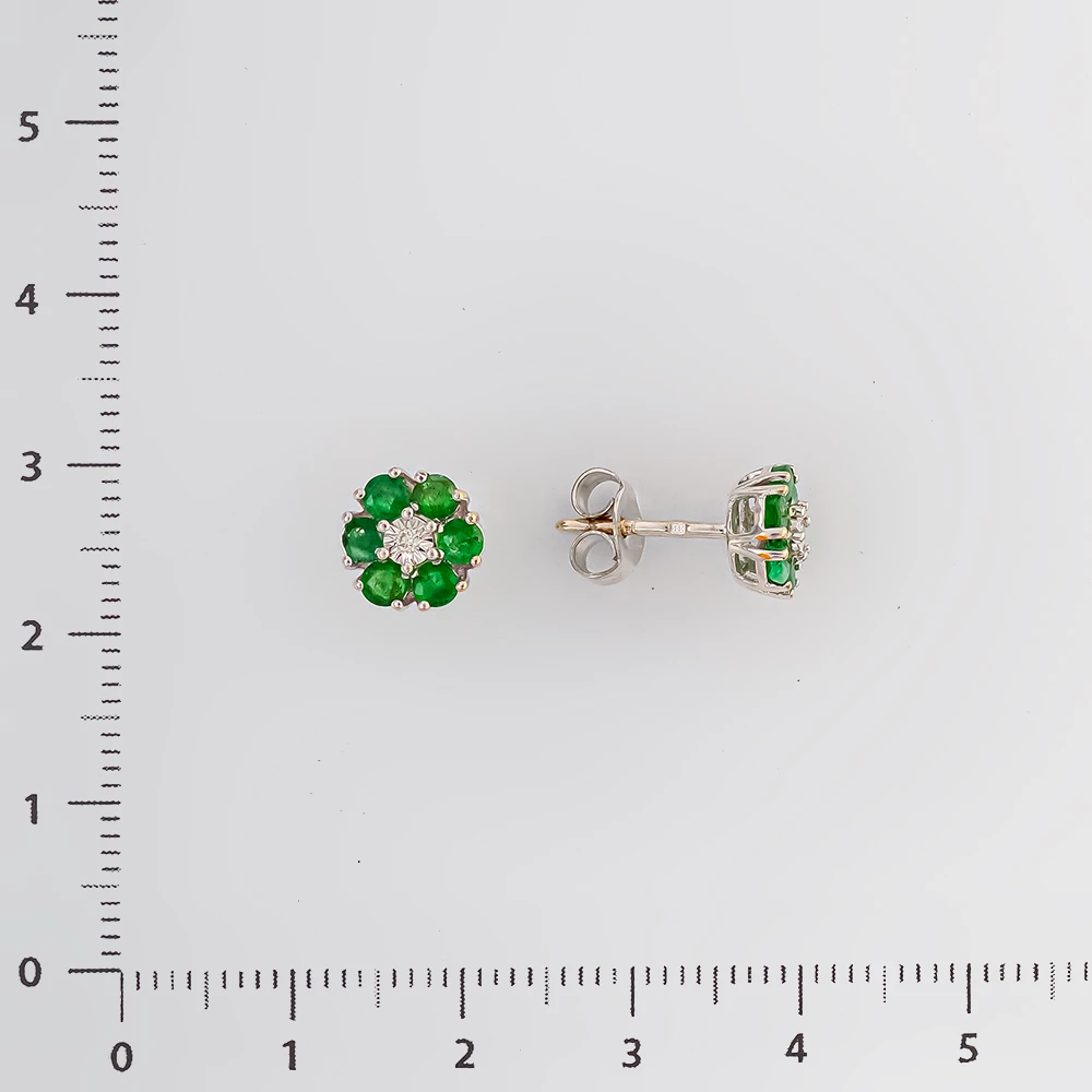 Серьги с бриллиантом из белого золота 585 пробы