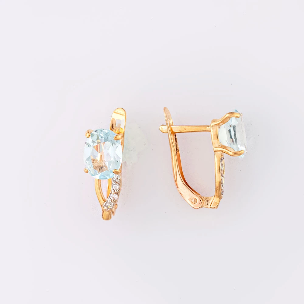 Серьги с топазом из красного золота 585 пробы