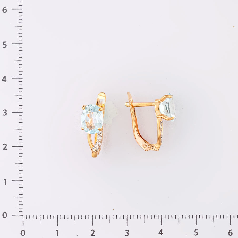 Серьги с топазом из красного золота 585 пробы
