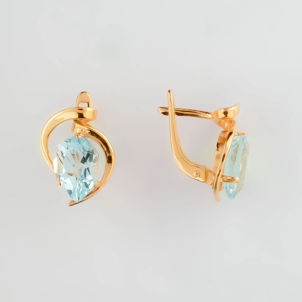 Серьги с топазом из красного золота 585 пробы