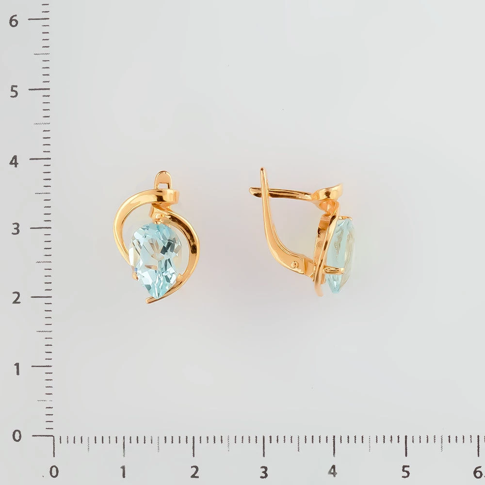 Серьги с топазом из красного золота 585 пробы